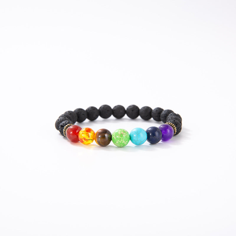 8mm Colorful Lava Stone Bracelet - Natural Gemstone