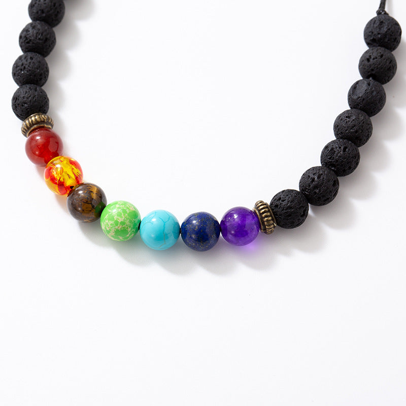 8mm Colorful Lava Stone Bracelet - Natural Gemstone